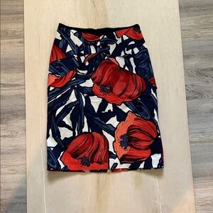Moulinette Soeurs Red and Blue Floral Pencil Skirt